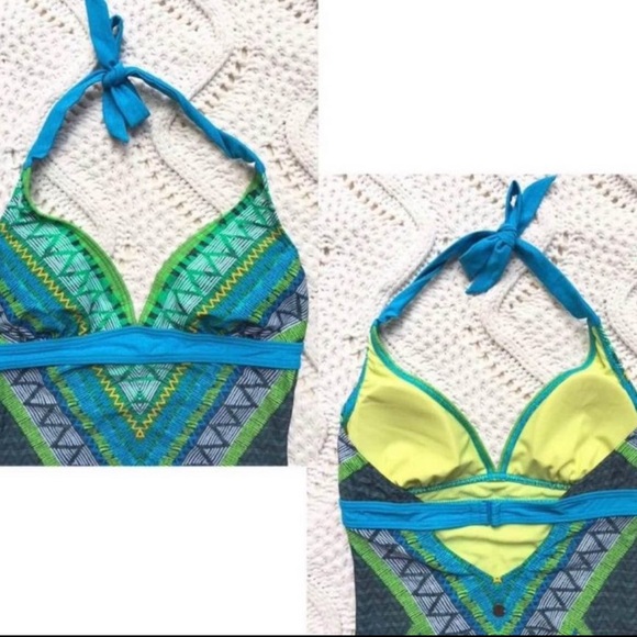 PRANA Lahari Chevron Halter Swimsuit - Picture 2 of 2